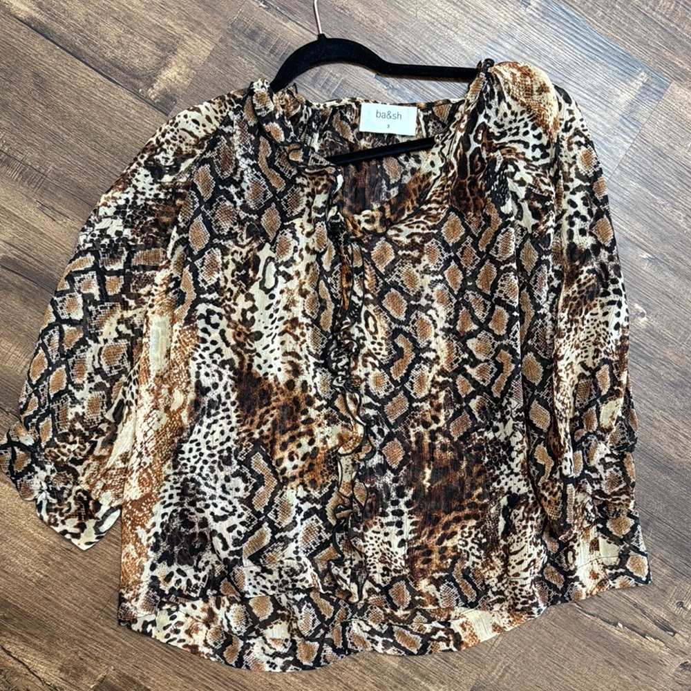 BA&SH mixed animal print blouse, size 3